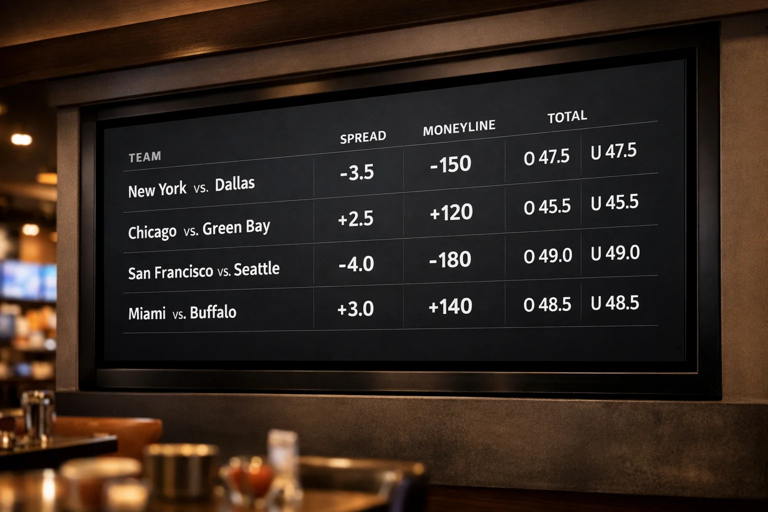 Sportsbook screen showing football odds
