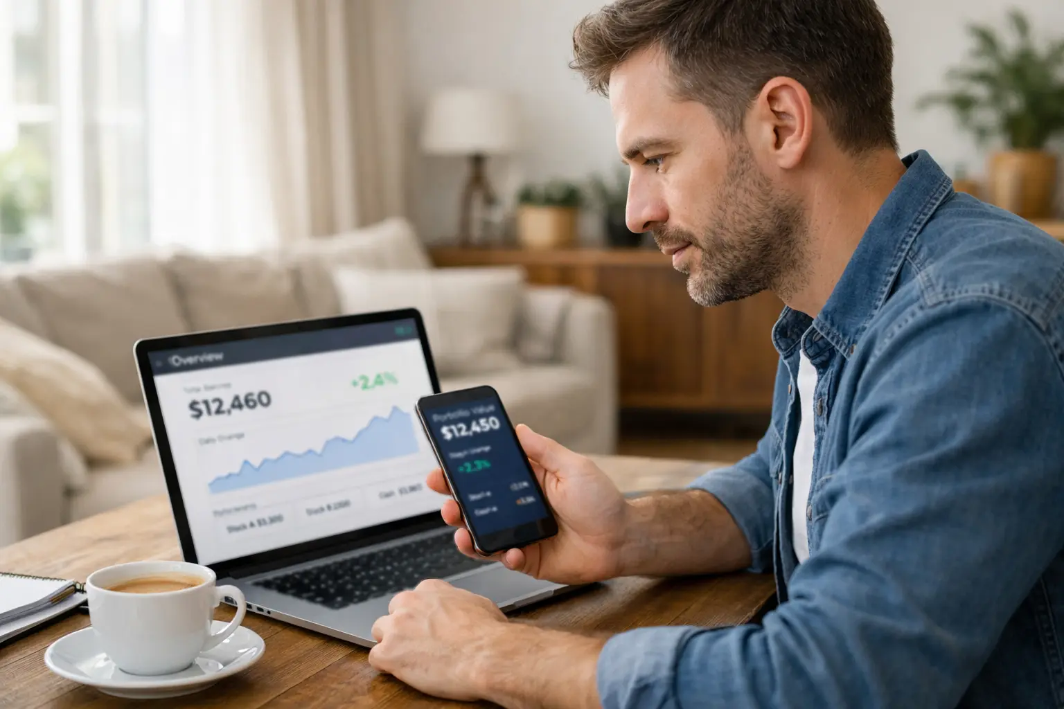Person comparing odds on laptop and phone