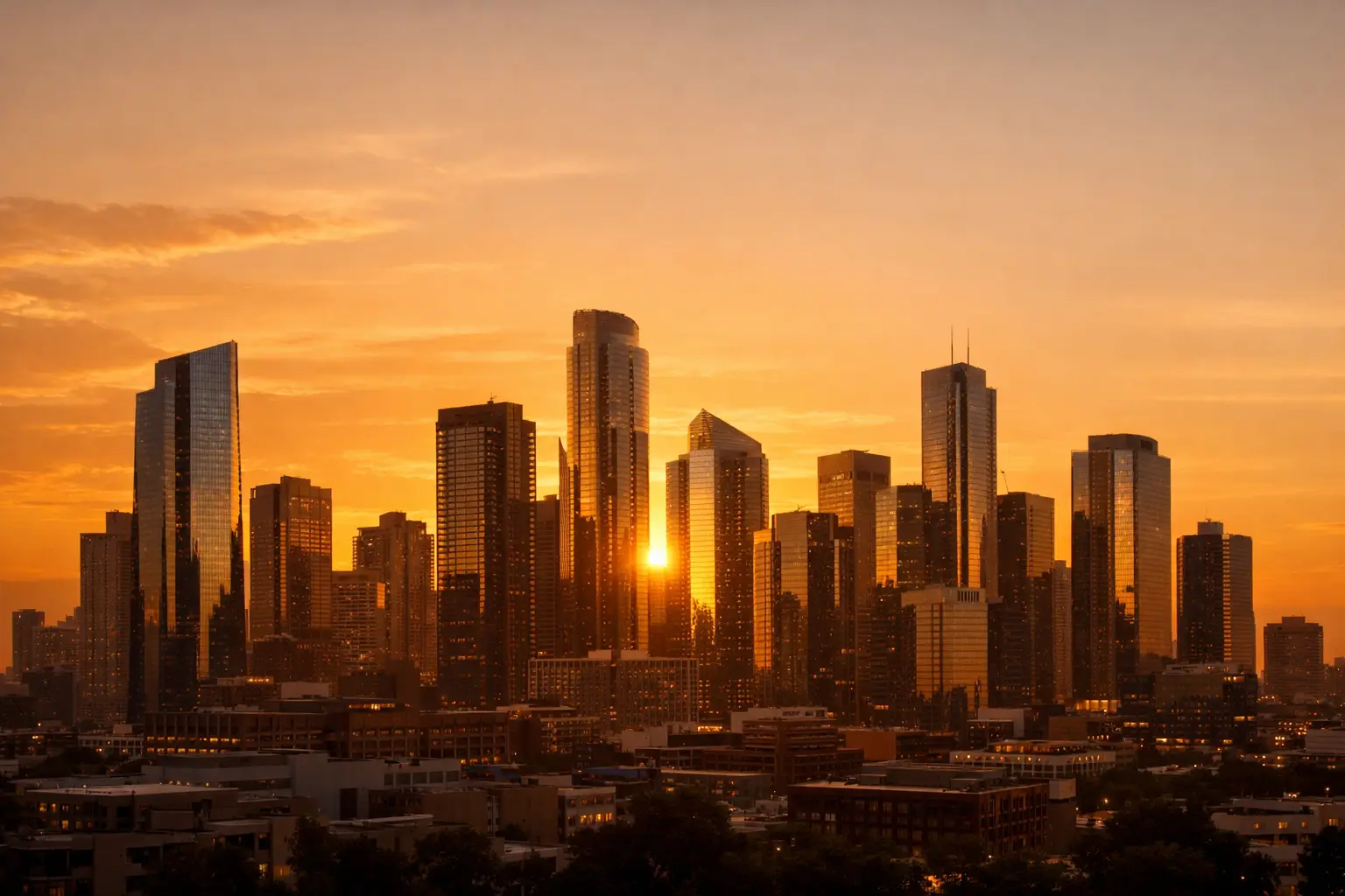 Modern city skyline suggesting future growth