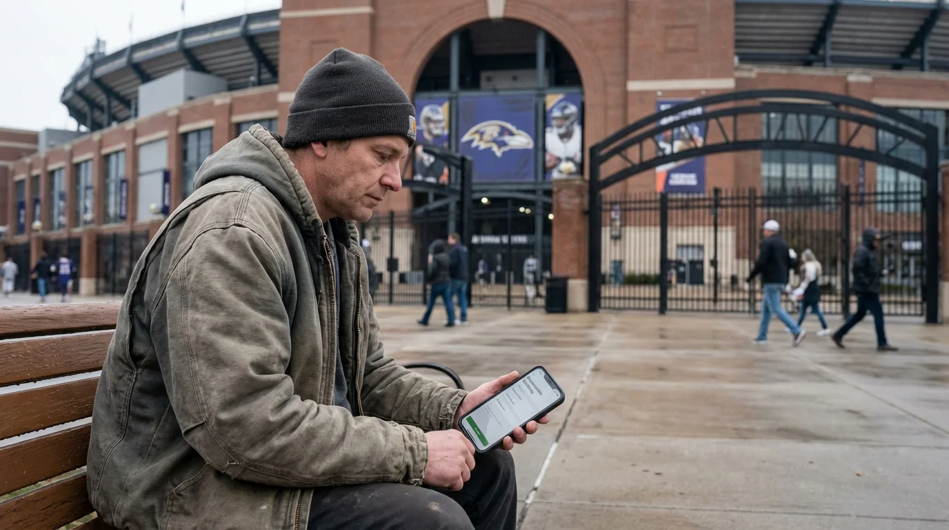 Person thoughtfully setting a betting limit on their phone before a football game